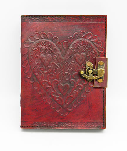 Leather Embossed Celtic Heart Journal with Lock 5 x 7"